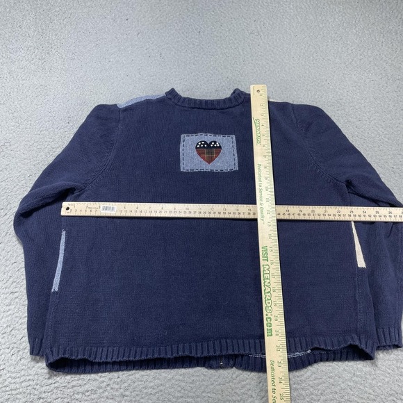 Croft & Barrow Sweater Womens Large Navy Patriotic Bear Embroidered Cardigan - Picture 8 of 12